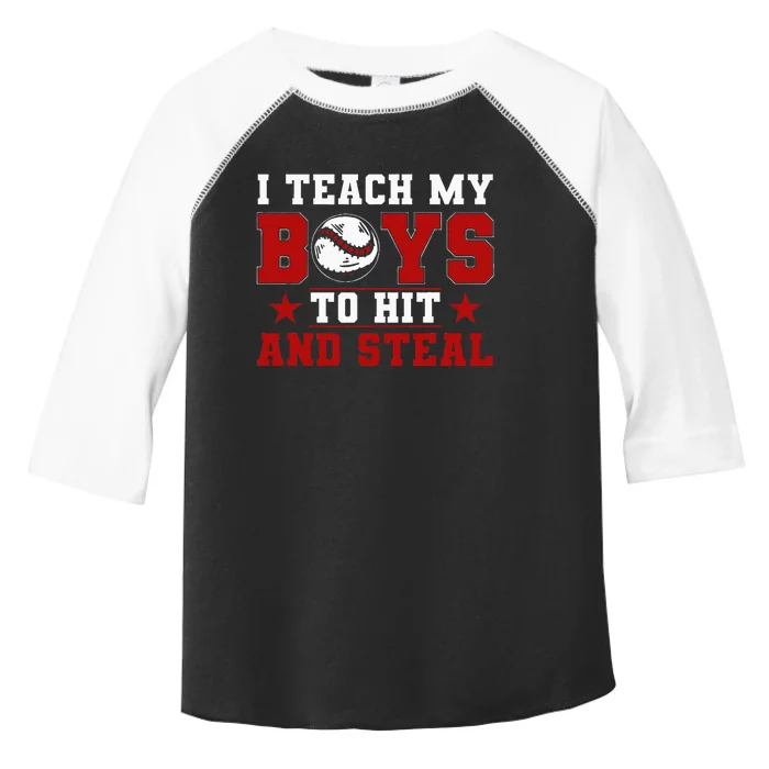 Baseball Mom Dad I Teach My To Hit And Steal Toddler Fine Jersey T-Shirt