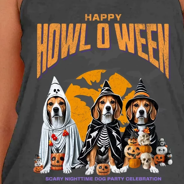 Beagle Mom Dad Halloween Lovers Women's Knotted Racerback Tank