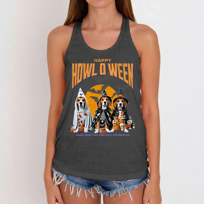 Beagle Mom Dad Halloween Lovers Women's Knotted Racerback Tank