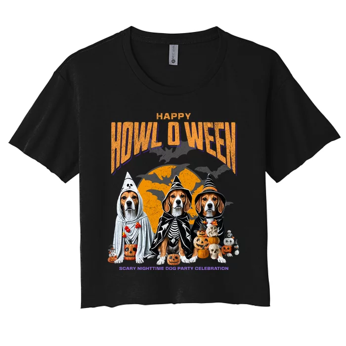 Beagle Mom Dad Halloween Lovers Women's Crop Top Tee