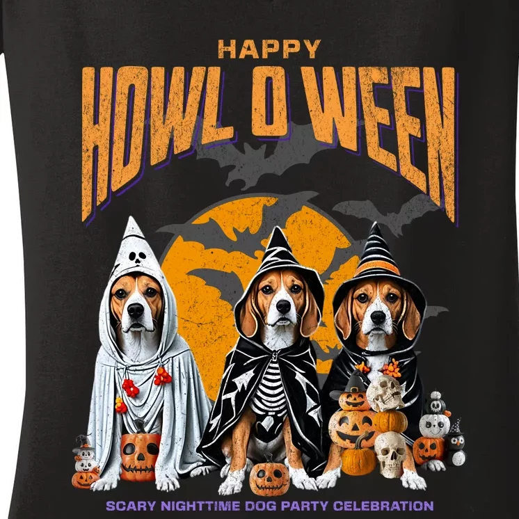 Beagle Mom Dad Halloween Lovers Women's V-Neck T-Shirt