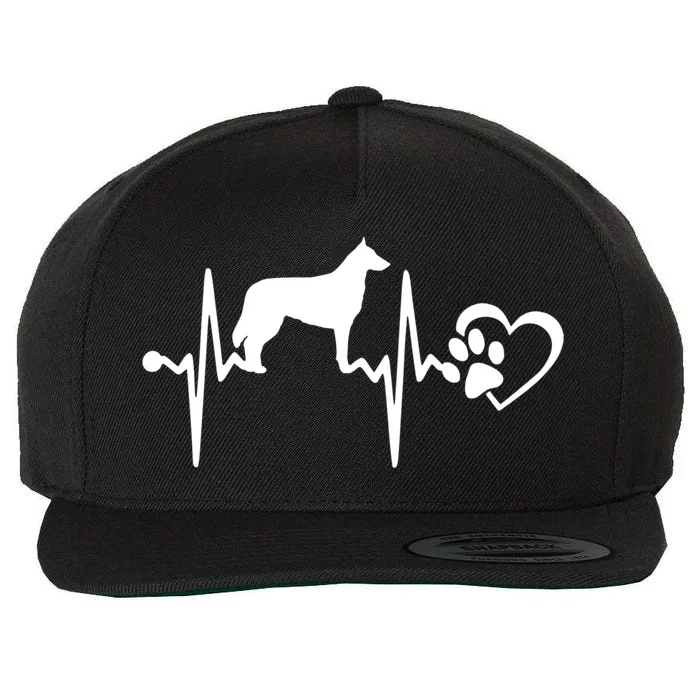 Belgian Malinois Dog Heartbeat Paw Love Funny Puppy Lover Funny Gift Wool Snapback Cap