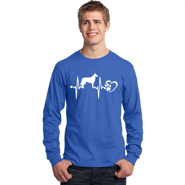 Belgian Malinois Dog Heartbeat Paw Love Funny Puppy Lover Funny Gift Tall Long Sleeve T-Shirt