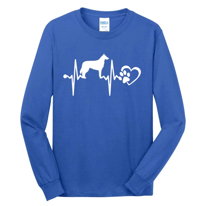 Belgian Malinois Dog Heartbeat Paw Love Funny Puppy Lover Funny Gift Tall Long Sleeve T-Shirt