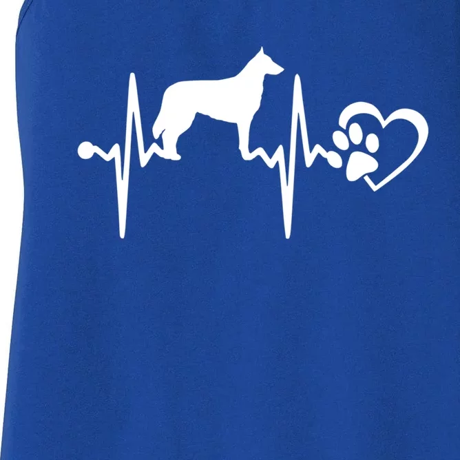 Belgian Malinois Dog Heartbeat Paw Love Funny Puppy Lover Funny Gift Women's Racerback Tank