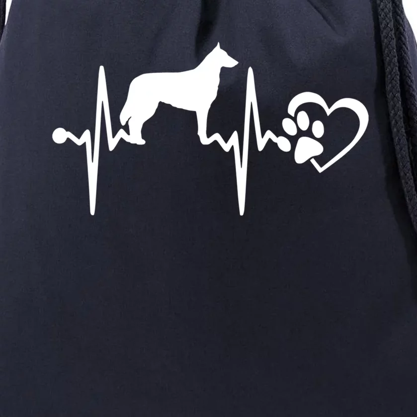 Belgian Malinois Dog Heartbeat Paw Love Funny Puppy Lover Funny Gift Drawstring Bag