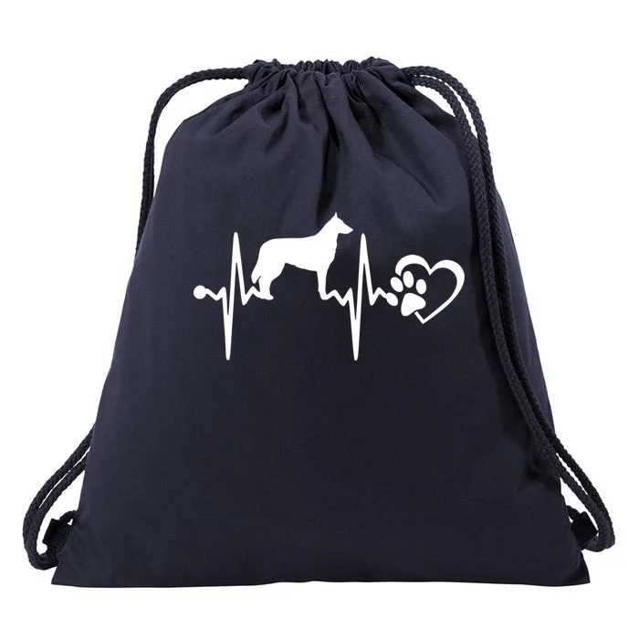 Belgian Malinois Dog Heartbeat Paw Love Funny Puppy Lover Funny Gift Drawstring Bag