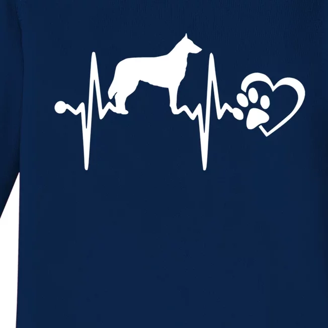 Belgian Malinois Dog Heartbeat Paw Love Funny Puppy Lover Funny Gift Baby Long Sleeve Bodysuit