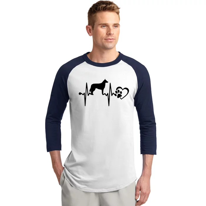 Belgian Malinois Dog Heartbeat Paw Love Funny Puppy Lover Funny Gift Baseball Sleeve Shirt