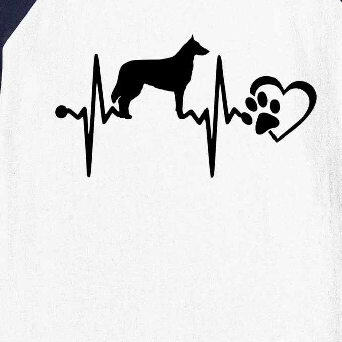 Belgian Malinois Dog Heartbeat Paw Love Funny Puppy Lover Funny Gift Baseball Sleeve Shirt