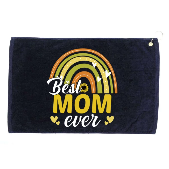 Best Mom Ever Sunflower Rainbow MotherS Day Mom Rainbow Gift Grommeted Golf Towel