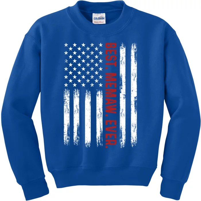 Best Memaw Ever Vintage American Flag 4th Of July Memaw Great Gift Kids Sweatshirt