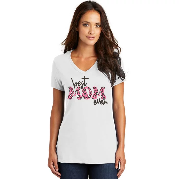 Best Mom Ever Cheetah Print Cute Gift Women's V-Neck T-Shirt