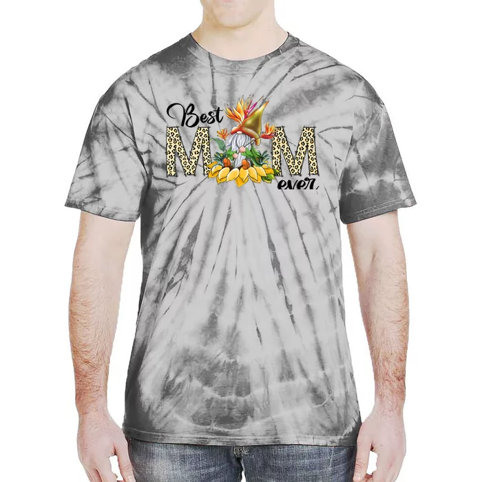 Best Mom Ever Sunflower Bird Of Paradise Flower Gnome Mom Tie-Dye T-Shirt