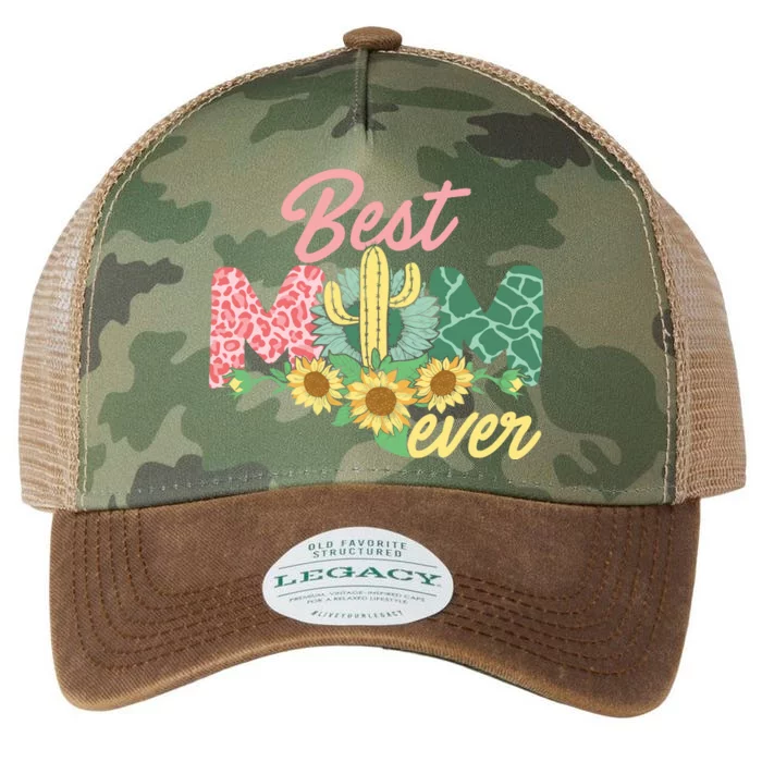 Best Mom Ever Sunflower Cactus Cute Mother's Day Legacy Tie Dye Trucker Hat