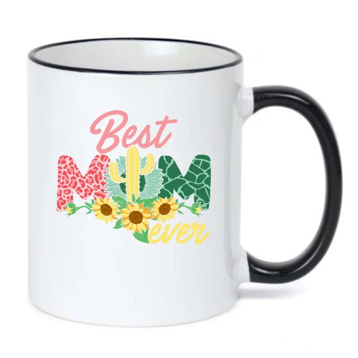 Best Mom Ever Sunflower Cactus Cute Mother's Day Black Color Changing Mug