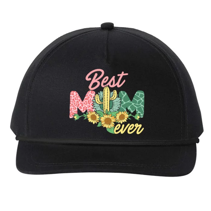 Best Mom Ever Sunflower Cactus Cute Mother's Day Snapback Five-Panel Rope Hat