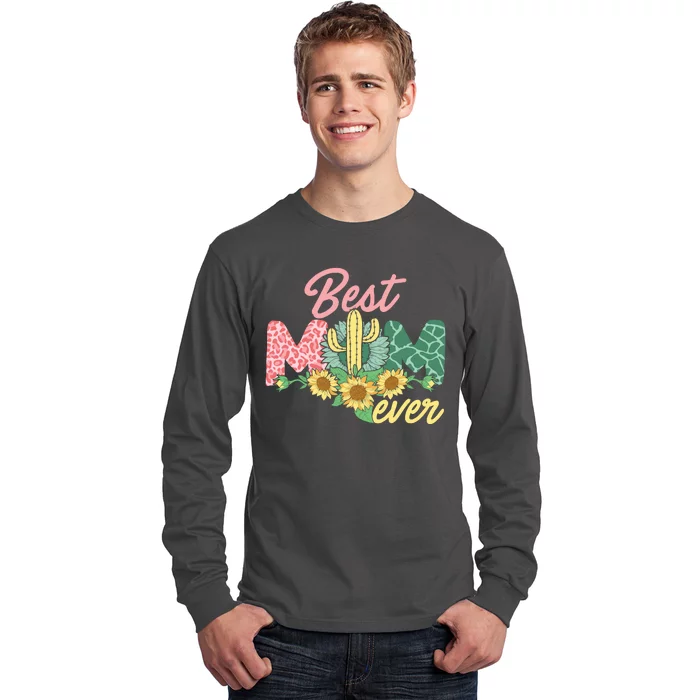 Best Mom Ever Sunflower Cactus Cute Mother's Day Long Sleeve Shirt