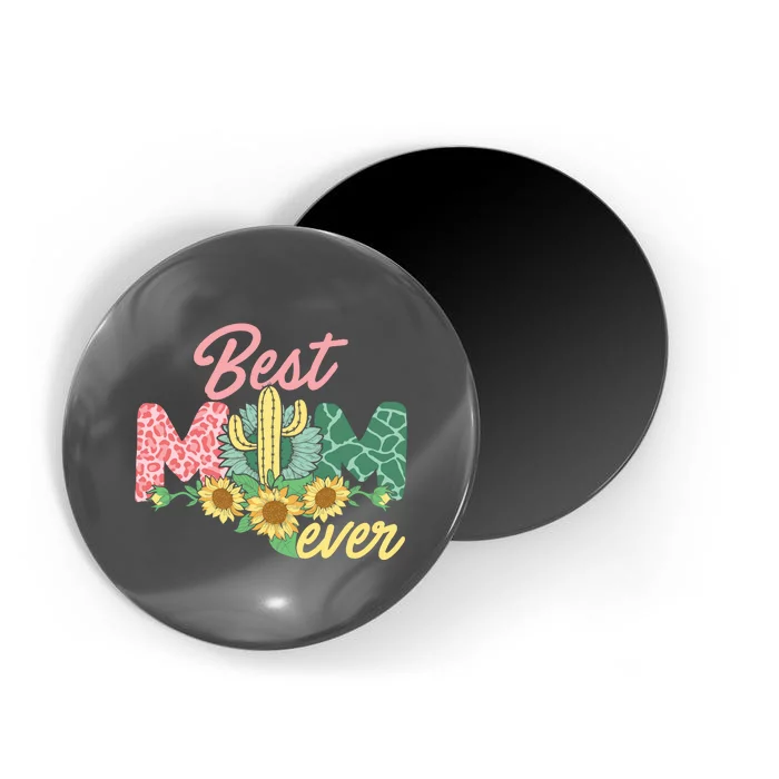 Best Mom Ever Sunflower Cactus Cute Mother's Day Magnet