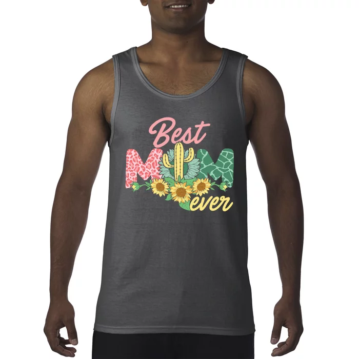 Best Mom Ever Sunflower Cactus Cute Mother's Day Tank Top