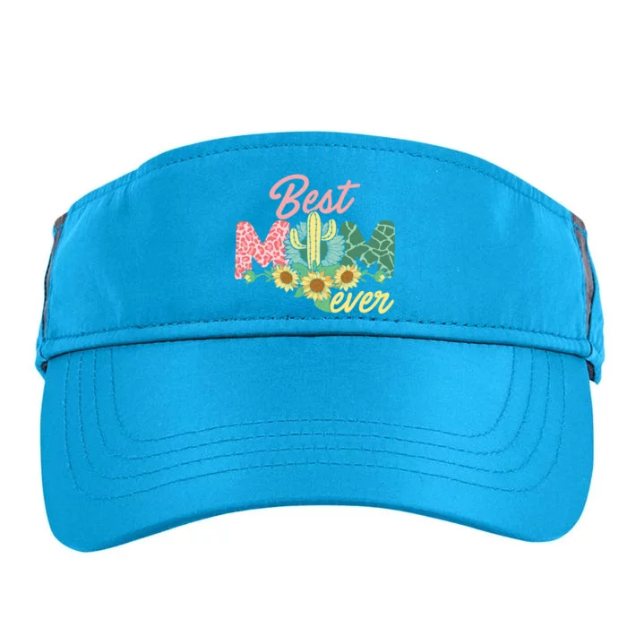 Best Mom Ever Sunflower Cactus Cute Mother's Day Adult Drive Performance Visor