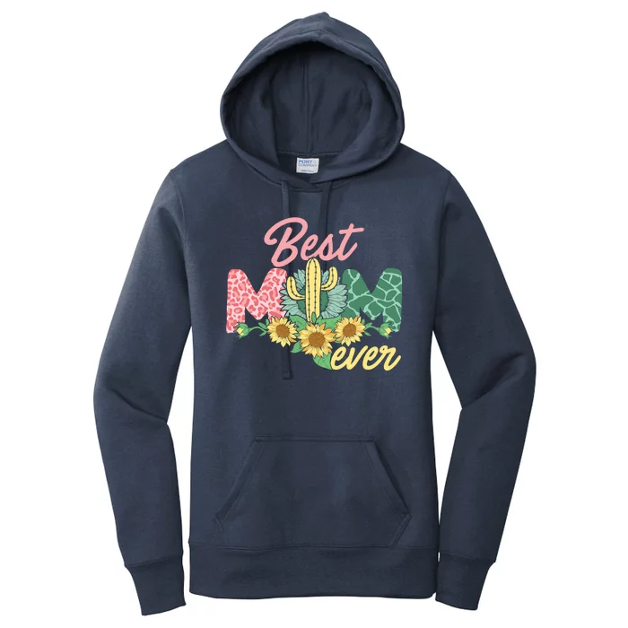 Best Mom Ever Sunflower Cactus Cute Mother's Day Women's Pullover Hoodie