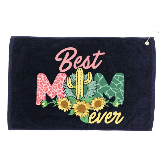 Best Mom Ever Sunflower Cactus Cute Mother's Day Grommeted Golf Towel