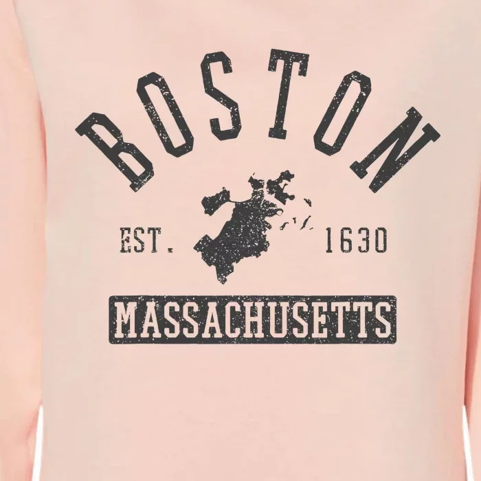 Boston Massachusetts Est. 1630 City Map Souvenir Womens California Wash Sweatshirt