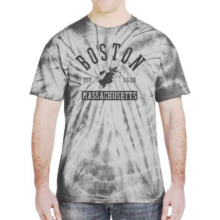 Boston Massachusetts Est. 1630 City Map Souvenir Tie-Dye T-Shirt