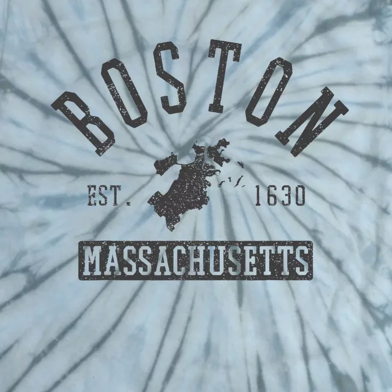 Boston Massachusetts Est. 1630 City Map Souvenir Tie-Dye T-Shirt