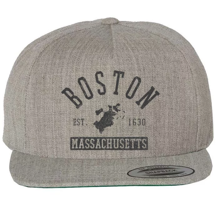 Boston Massachusetts Est. 1630 City Map Souvenir Wool Snapback Cap