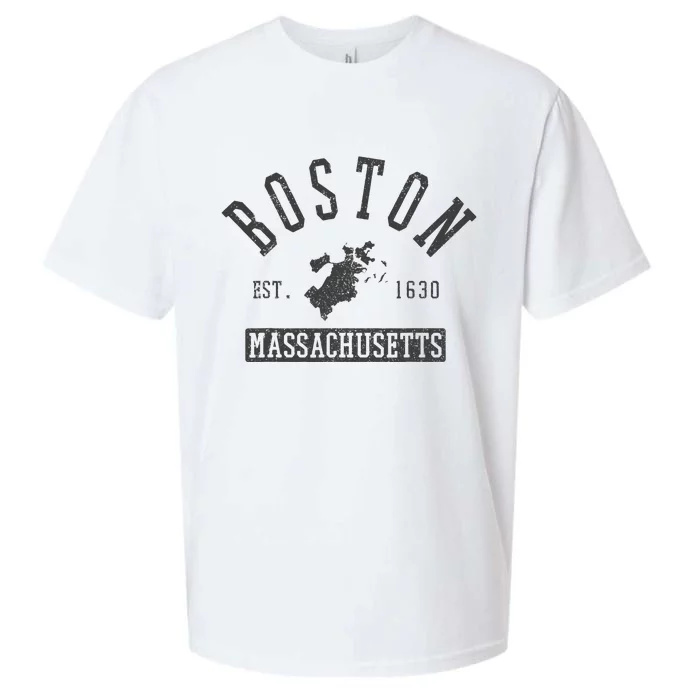 Boston Massachusetts Est. 1630 City Map Souvenir Sueded Cloud Jersey T-Shirt