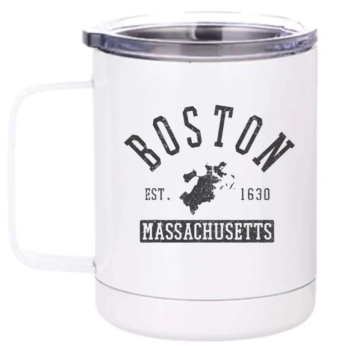 Boston Massachusetts Est. 1630 City Map Souvenir Front & Back 12oz Stainless Steel Tumbler Cup