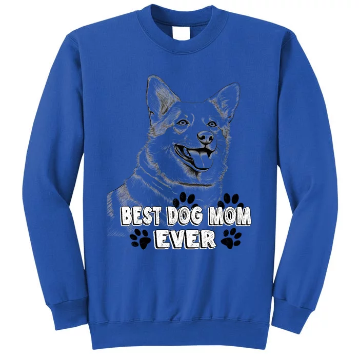 Best Mom Ever Cardigan Welsh Dog Simple Line Art Cute Gift Tall Sweatshirt