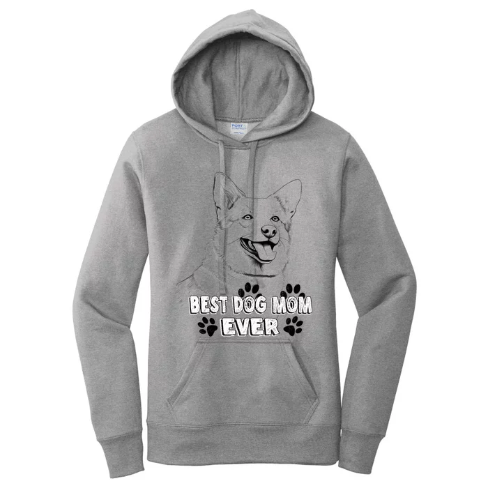 Best Mom Ever Cardigan Welsh Dog Simple Line Art Cute Gift Women's Pullover Hoodie