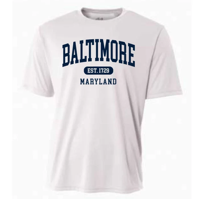 Baltimore Maryland Est 1729 Arched Varsity Text Cooling Performance Crew T-Shirt