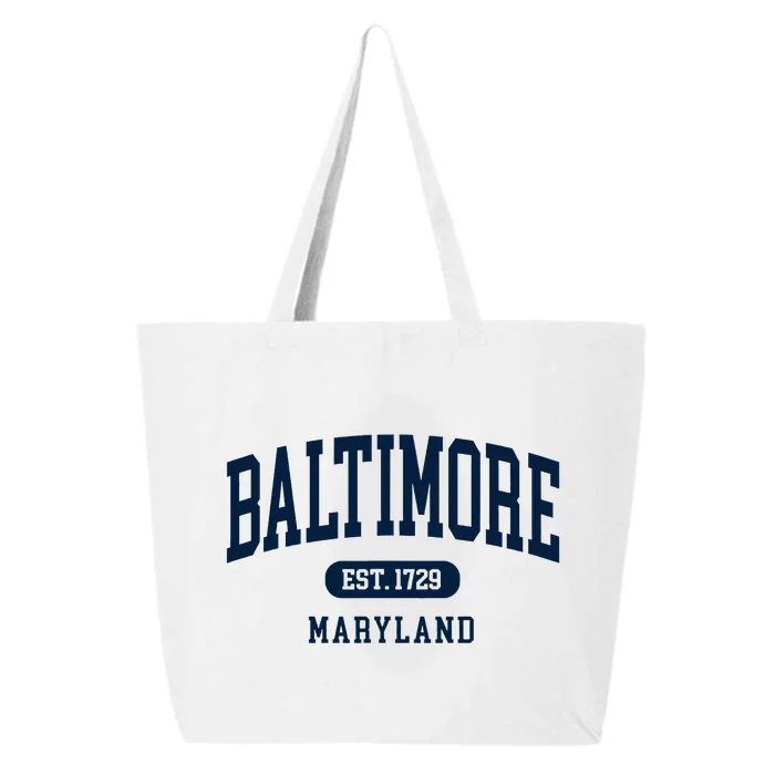 Baltimore Maryland Est 1729 Arched Varsity Text 25L Jumbo Tote