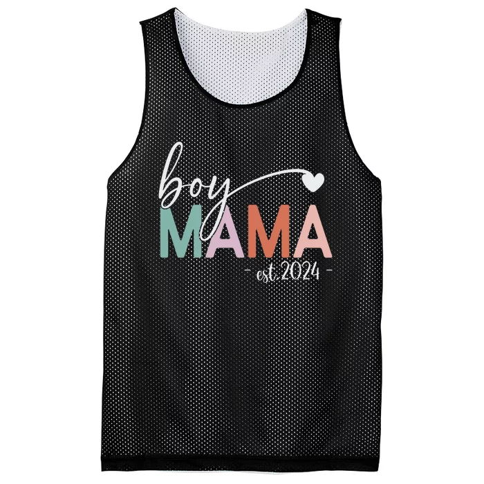 Boy Mama Est 2024 Boy Mom Pregnancy Mom To Be New Mama 2024 Mesh Reversible Basketball Jersey Tank