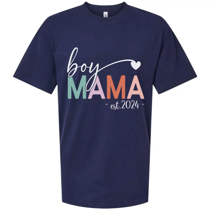 Boy Mama Est 2024 Boy Mom Pregnancy Mom To Be New Mama 2024 Sueded Cloud Jersey T-Shirt