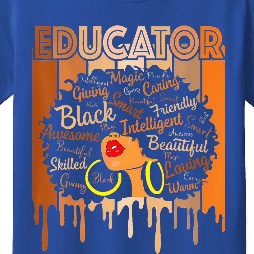 Black Melanin Educator  American African Pride Kids T-Shirt