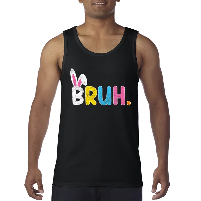 Bruh Meme Easter Day Funny Bunny Eggs Tank Top