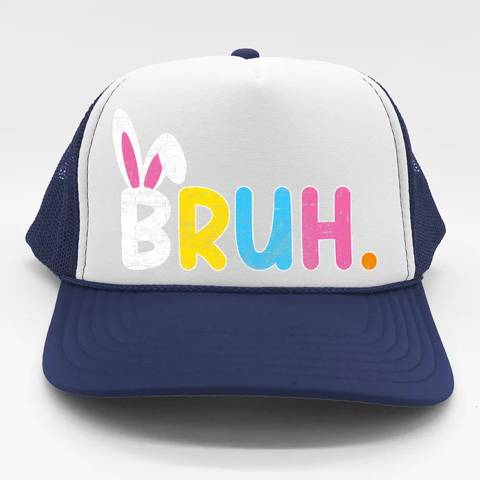 Bruh Meme Easter Day Funny Bunny Eggs Trucker Hat