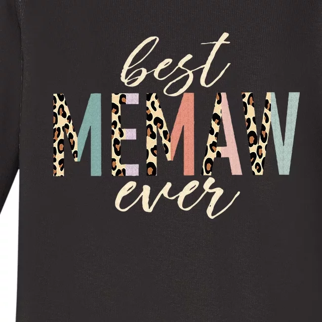 Best Memaw Ever Gifts Leopard Print Mothers Day Baby Long Sleeve Bodysuit