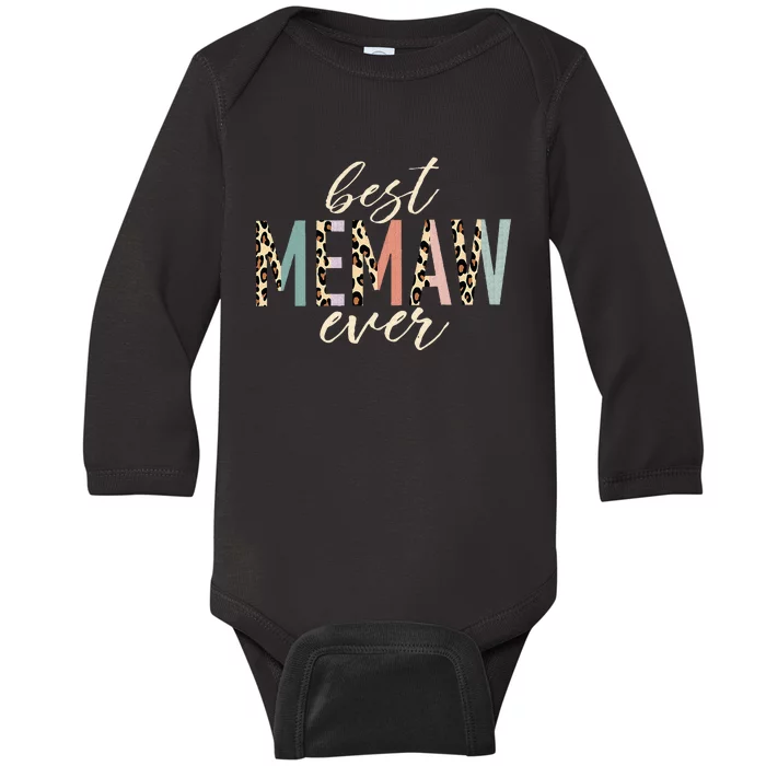 Best Memaw Ever Gifts Leopard Print Mothers Day Baby Long Sleeve Bodysuit