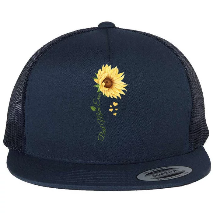 Best Mom Ever Sunflower Cute Mothers Day Flat Bill Trucker Hat