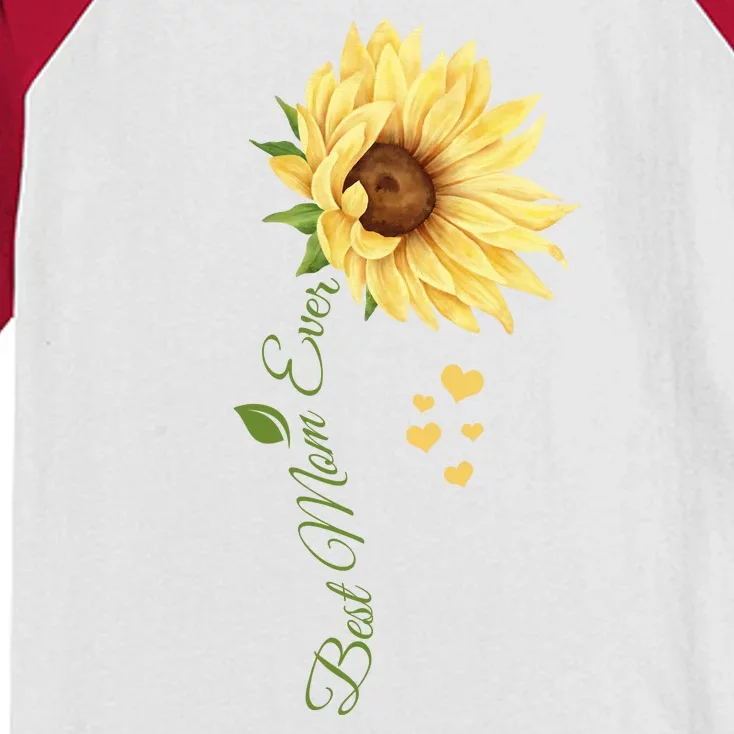 Best Mom Ever Sunflower Cute Mothers Day Kids Colorblock Raglan Jersey