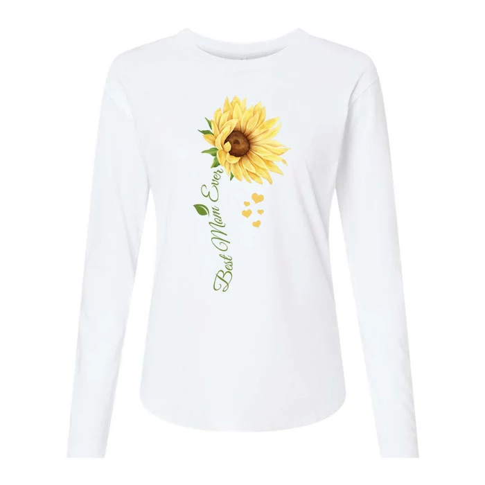 Best Mom Ever Sunflower Cute Mothers Day Womens Cotton Relaxed Long Sleeve T-Shirt