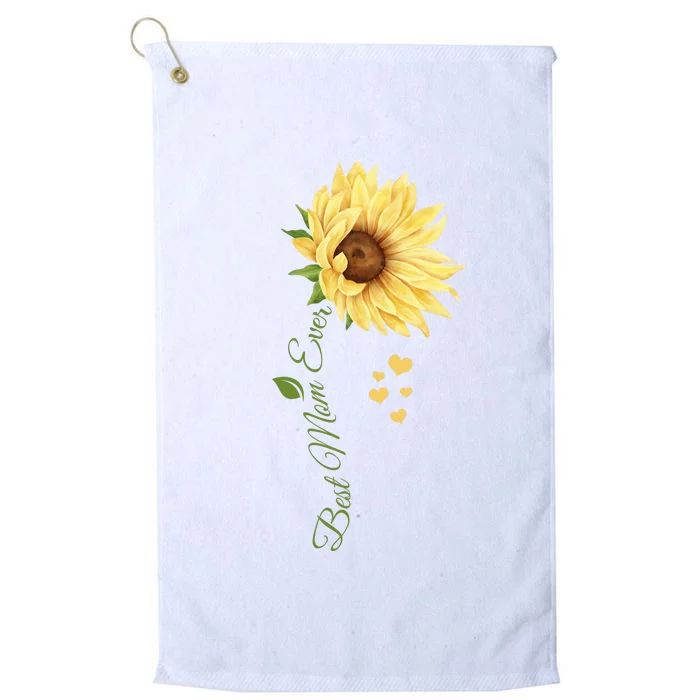 Best Mom Ever Sunflower Cute Mothers Day Platinum Collection Golf Towel