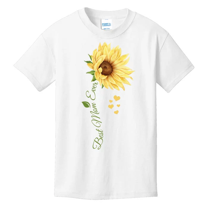 Best Mom Ever Sunflower Cute Mothers Day Kids T-Shirt