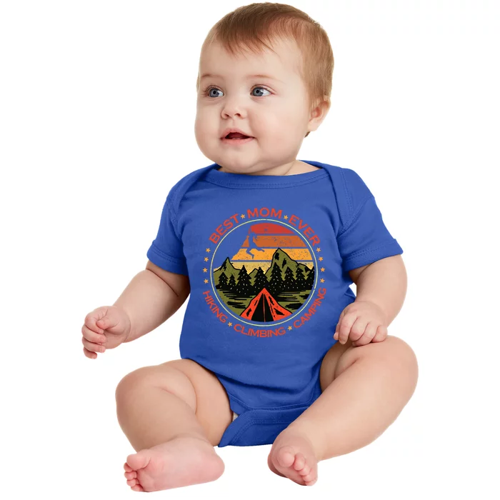 Best Mom Ever Gift Hiking Climbing Camping Giftretro Climbing Mom Gift Baby Bodysuit